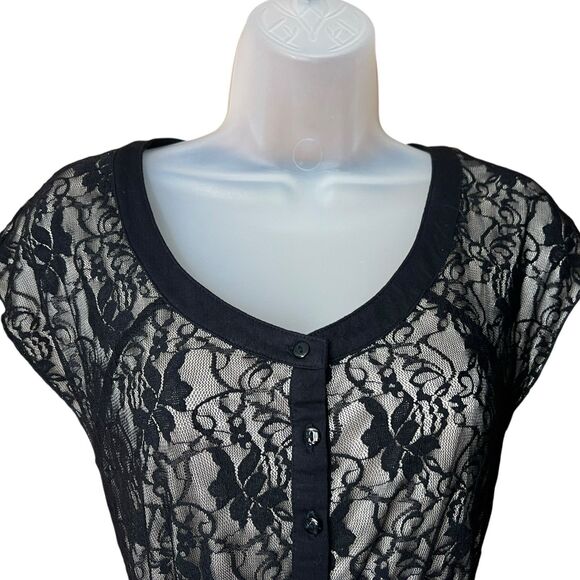 Kimchi Blue Fit and Flare Black Lace Dress Sz XS Whimsigoth Dark Academia Twee - Picture 2 of 11